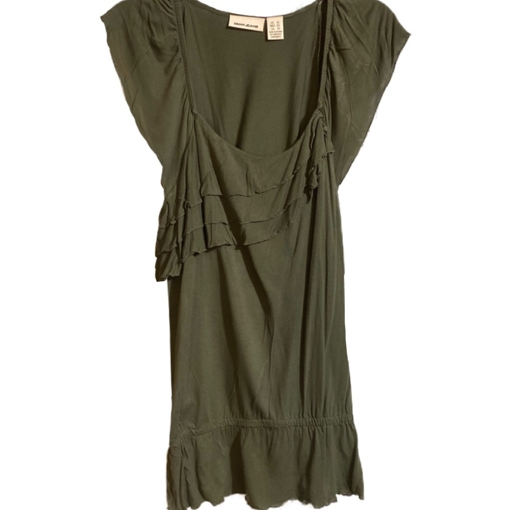 DKNY Women’s Plus Size XL (16) Ruffle Green Top